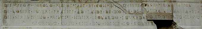 inscription triptyque hospice Scuola Grande della Misericordia à Vensie par le Doge Leonardo Loredan
