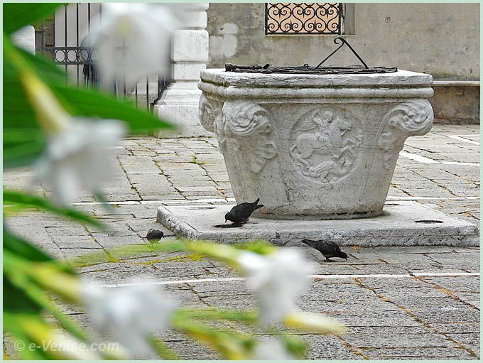 Puits église San Giorgio dei Greci à Venise Saint Geogres terrassant le dragon