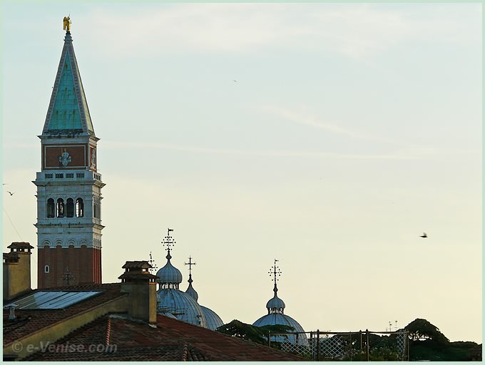 Campanile de Saint Marc et coupoles de la basilique à Venise
