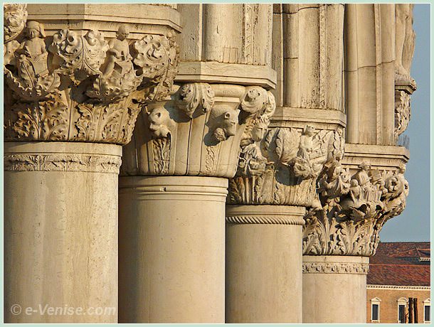 Palais des Doges à Venise : Chapiteau des métiers et chapiteau des Animaux Prédateurs