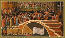 Gabriel Bella : la Fête du 2 février à Santa Maria Formosa : la capture de l'oie depuis le pont, au musée Querini Stampalia à Venise.