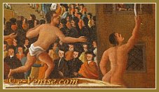 Gabriel Bella : la Fête du 2 février à Santa Maria Formosa : la capture de l'oie depuis le pont, au musée Querini Stampalia à Venise.