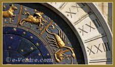 Détail du cadran de la Tour de l'Horloge, dans le sestier de Saint Marc à Venise.