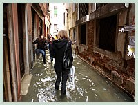 Acqua Alta record du 1er Décembre 2008 à Venise. ça mouille ! Calle de la Toletta dans le Dorsoduro.