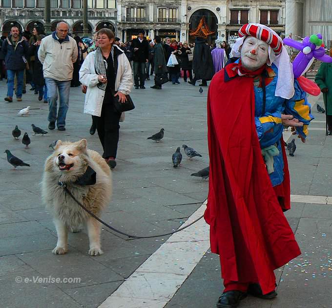 carnaval de venise 2008 piazza san marco clown avec son chien