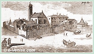 L'île du Lazzaretto Vecchio à Venise. Gravure de Giuseppe Filosi