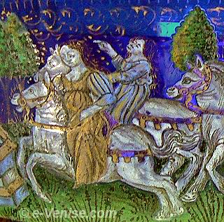 Coupe en verre émaillé du Barovier - Cavalcade des jeunes filles