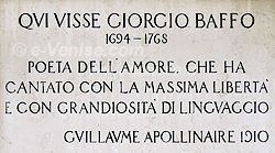 épitaphe par Guillaume Apollinaire maison de Giorgio Baffo