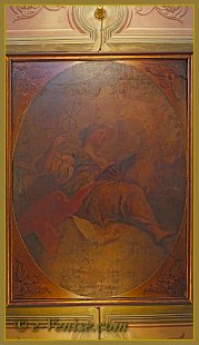 La fresque du plafond de la salle à manger de la Ca' dell'Affresco, dans le sestier de Saint-Marc à Venise.