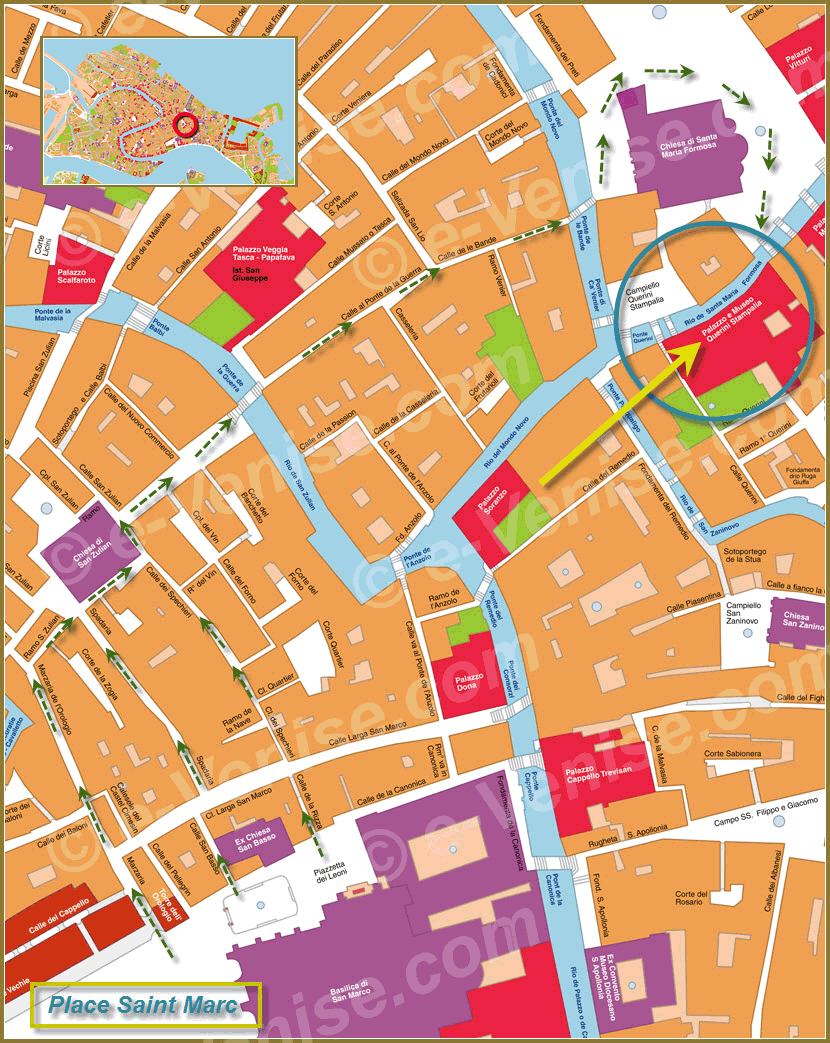plan de situation carte Venise d'accès au Musée Palais Querini Stampalia
