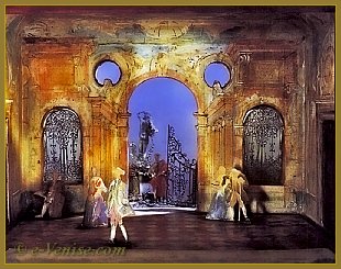 Maquette de décor de théâtre pour le “Casanova” d'Hofmannstahl avec différents éclairages, en 1908