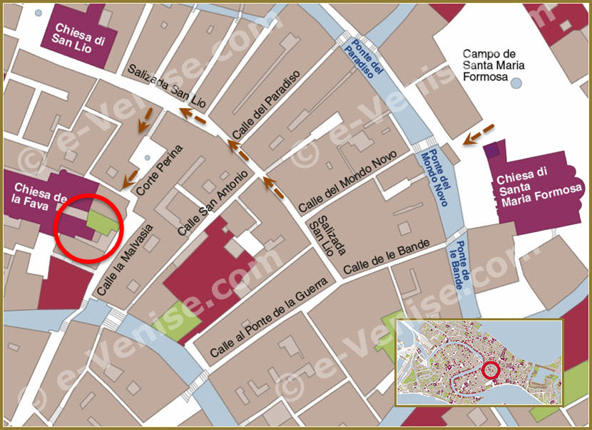 Consigne Bagage à Venise plan de situation depuis Santa Maria Formosa Venice Luggage Deposit e