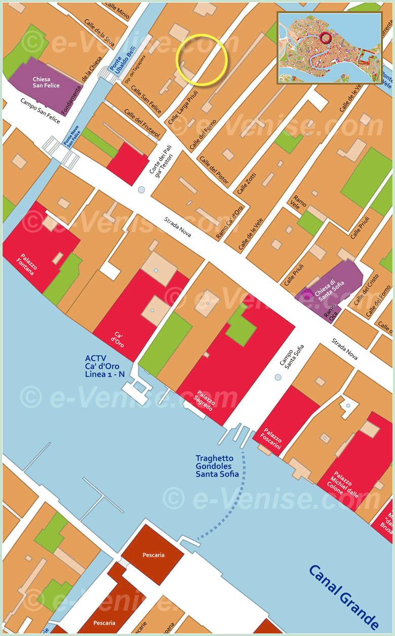 Plan d'accès à l'Osteria Antica Adelaide à Venise