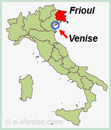 Carte de l'Iatlie avec les positions du Frioul et de Venise