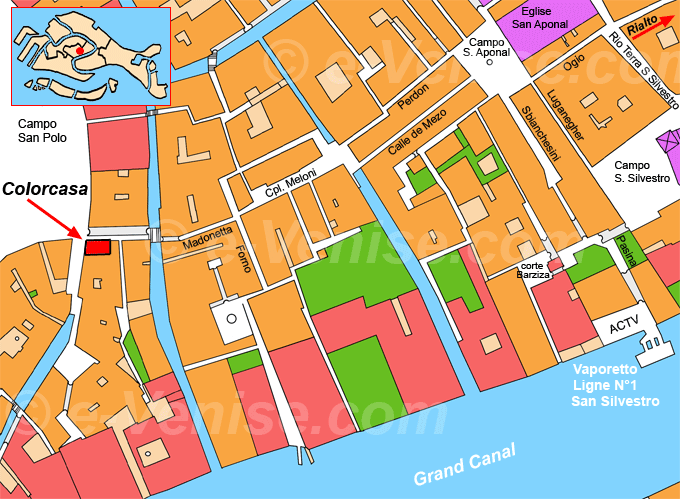 Plan de situation du magasin Colorcasa à Venise
