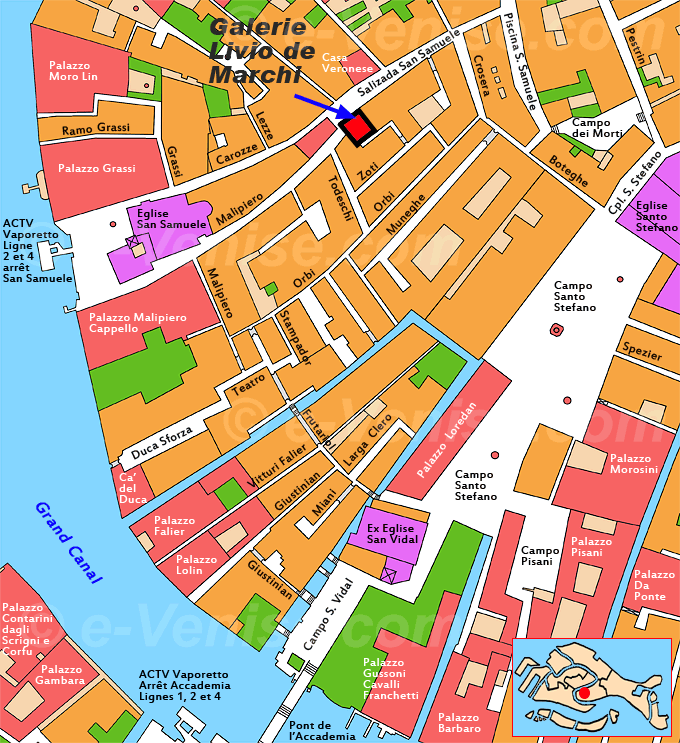 plan de situation galerie Livio de Marchi à Venise