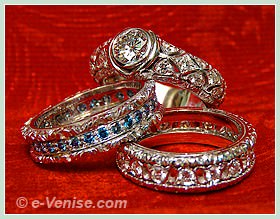 Sigfrido Cipolato Orfèvre à Venise, bagues en or blanc serties de diamants