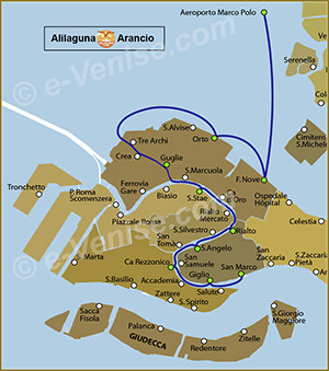 Plan de la Ligne Alilaguna Arancio Orange à Venise Plan de la Ligne Alilaguna Arancio Orange à Venise