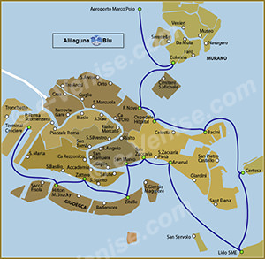 Plan de la Ligne Alilaguna Blu à Venise ACTV