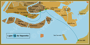 Plan de la Ligne 10 du Vaporetto à Venise