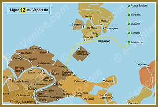 Plan de la Ligne 12 du Vaporetto à Venise