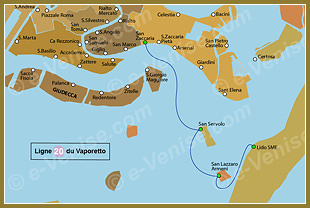 Plan de la Ligne 20 du Vaporetto à Venise