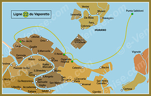 Plan de la Ligne 22 du Vaporetto à Venise ACTV