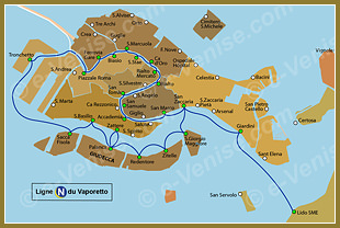 Plan de la Ligne N Nocturne du Vaporetto à Venise ACTV