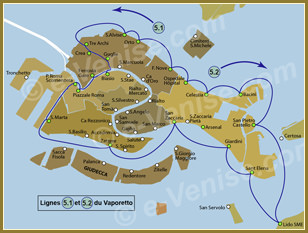 Ligne 5.2 du Vaporetto  à Venise