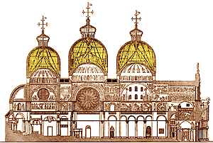 Basilique Saint-Marc Plan en coupe des coupoles réhaussées Basilique Saint-Marc Plan en coupe des coupoles réhaussées