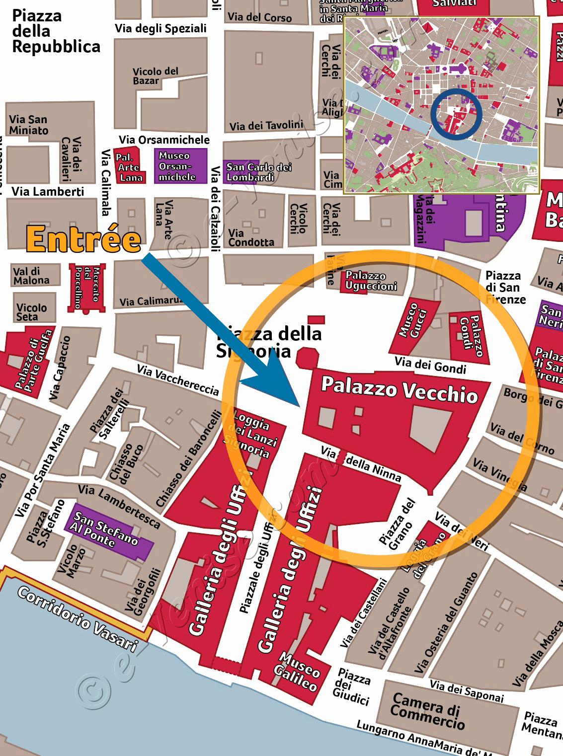 Plan De Situation Florence Palazzo Vecchio Tour Signoria